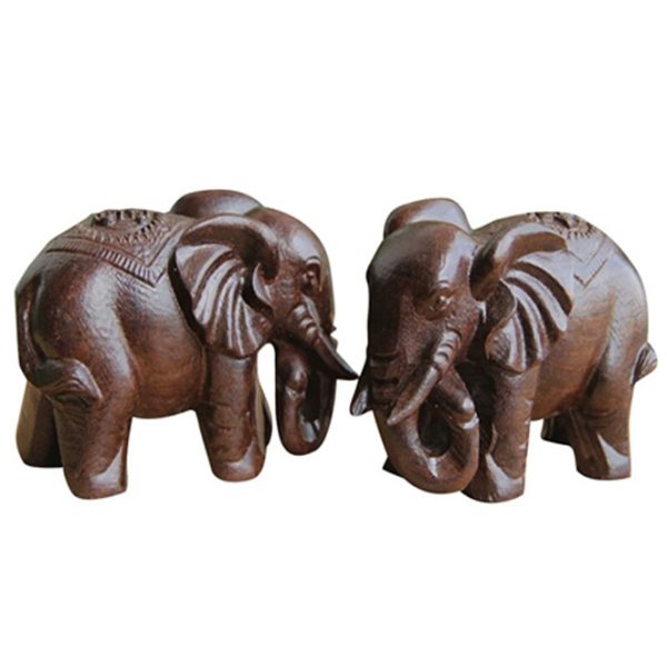 Feng Shui Wooden 1 Pair Of Elephants