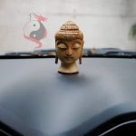 Feng Shui Wooden Medicine Buddha Head to attract Good Health & Protection for Office/Study Desk & Car Dashboard